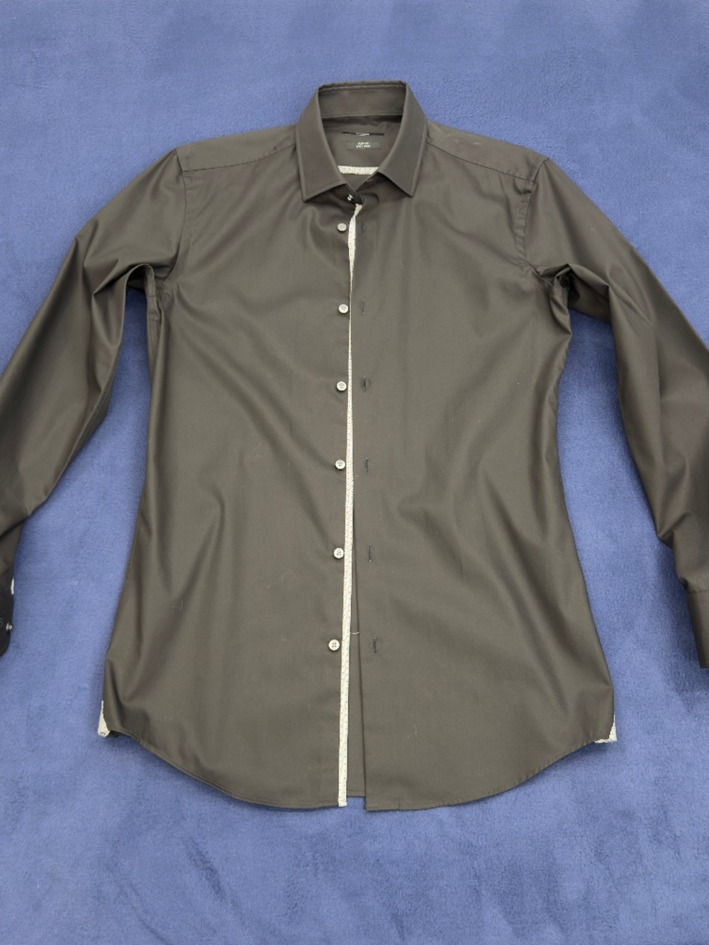 Hugo Boss Slim Fit Easy Iron Black Dress Shirt 14.5 37 NWOT
